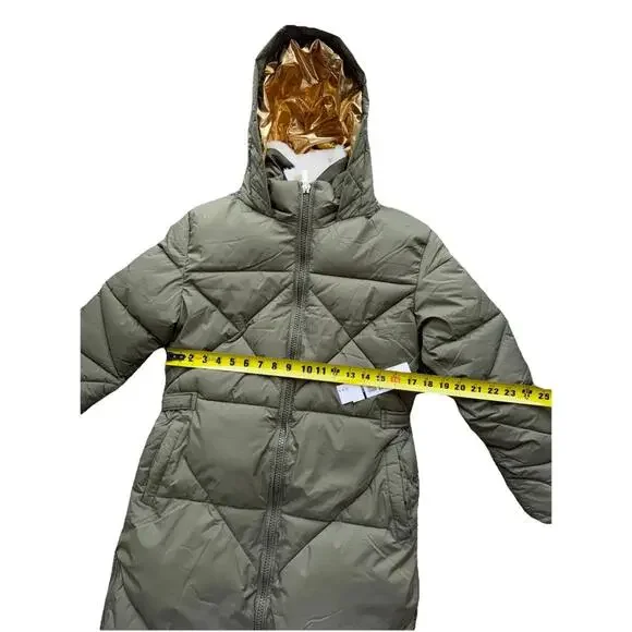 Nicole Miller New York quilted puffer jacket with a gold metallic Hood Sz Small